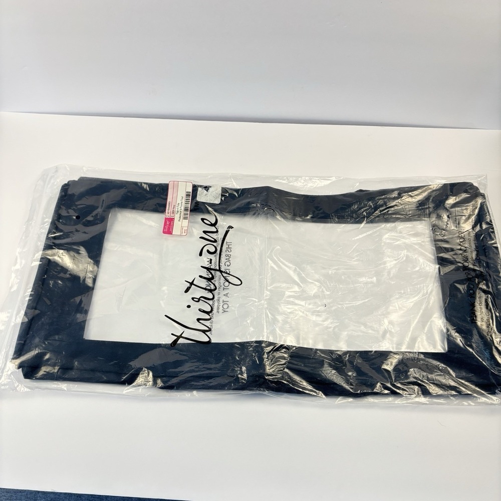 Thirty-One Top A Tote Large Navy Blue Utility Lid Clear Cover NEW